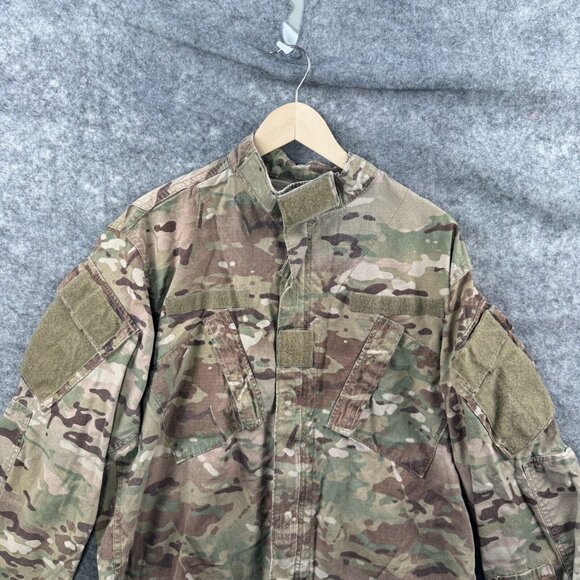 Army Combat Uniform Coat Mens L Jacket Brown Green Camo Flame Resistant FR - Picture 3 of 10